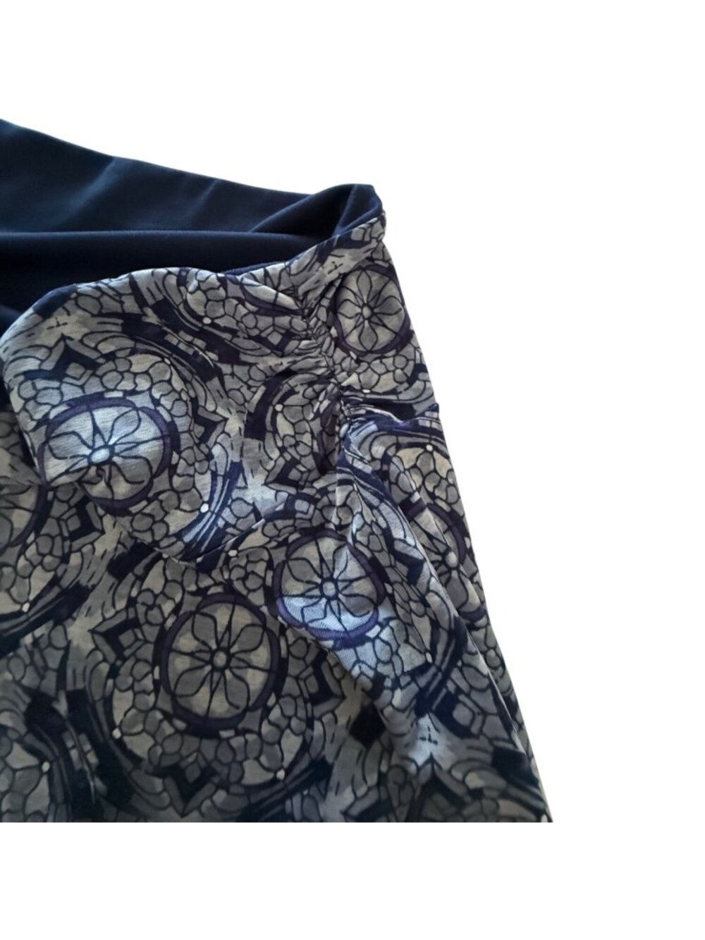 Reversible Skirt Sz L Navy White Medallion Print A Line Knee Length - Picture 5 of 11